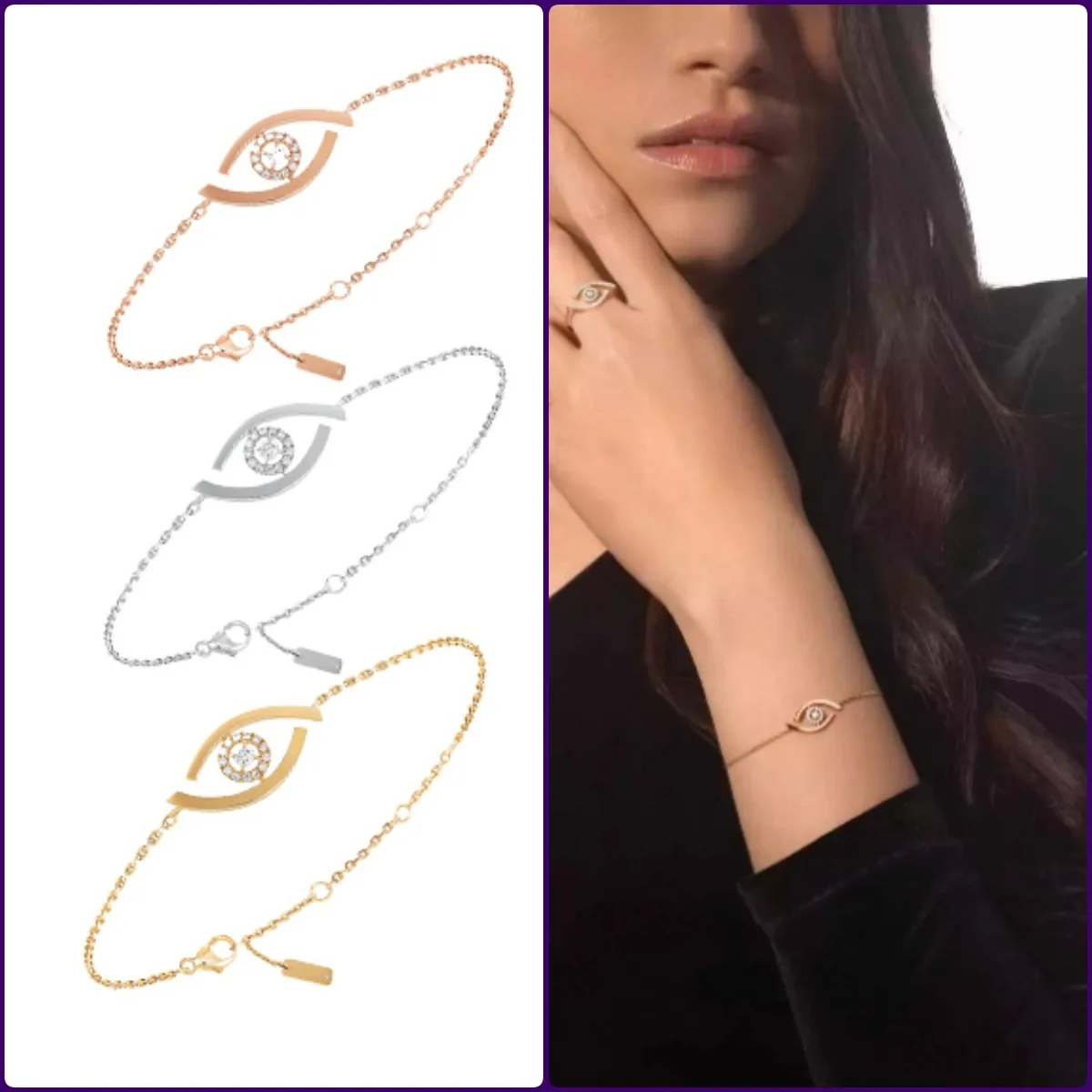 

2024 Trend Women's Luxury Gifts Gold Plated Luxury Diamond Angel Eyes Bracelet Fashion temperament Modern style accessories