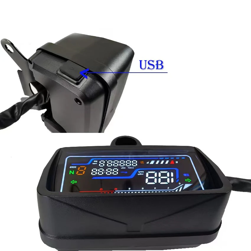 CG125 CG150 WH125-3 SDH125-7C Moto Tachimetro Contagiri LED Tester Digitale di Montaggio con Interfaccia di Carica USB