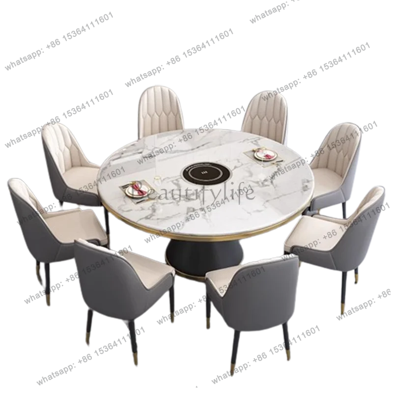 Salon Living Room Table Kitchen Modern Rotator Italian White Mobile Dining Table Round Luxury Mesa De Jantar Furniture Home
