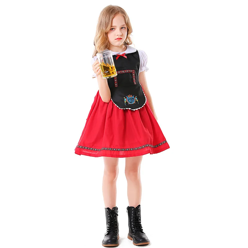 

Kids Carnival Oktoberfest Costumes Bavarian Dirndl Beer Girl Cospaly Halloween Party Dress Child Girl Performance Uniform