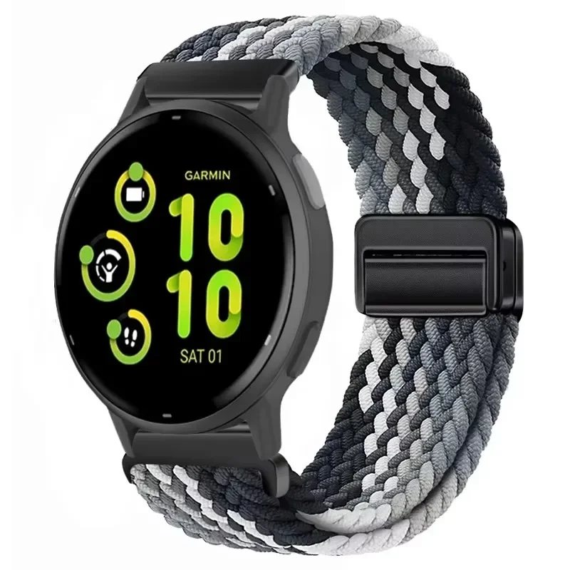20mm 22mm Magnetic Braided Nylon Strap for Garmin Garmin Forerunner 55 165 265 965 255 Active 5/Vivomove Trend/Venu 3 watchband