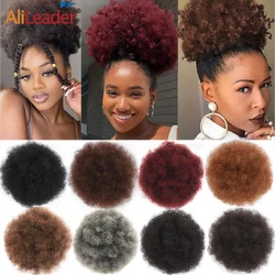 Moño de pelo Afro sintético, coleta corta con cordón, rizada, grande, extensiones de cabello Updo con Clips, 10 pulgadas