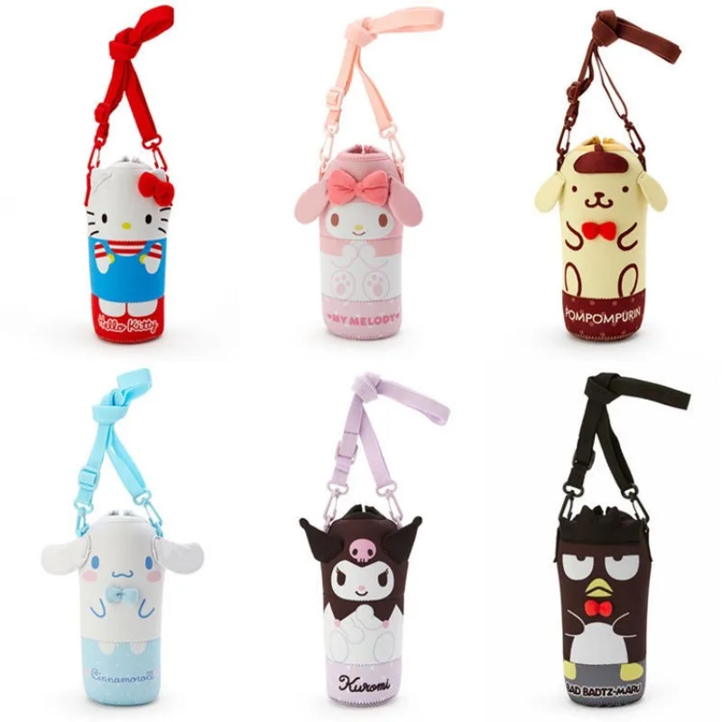 

Sanrio Cartoon Cinnamorolls Hello Kitty Kuromi Pompom Purin Water Cup Bag Insulated Cover Portable Water Bottle Protective Cover