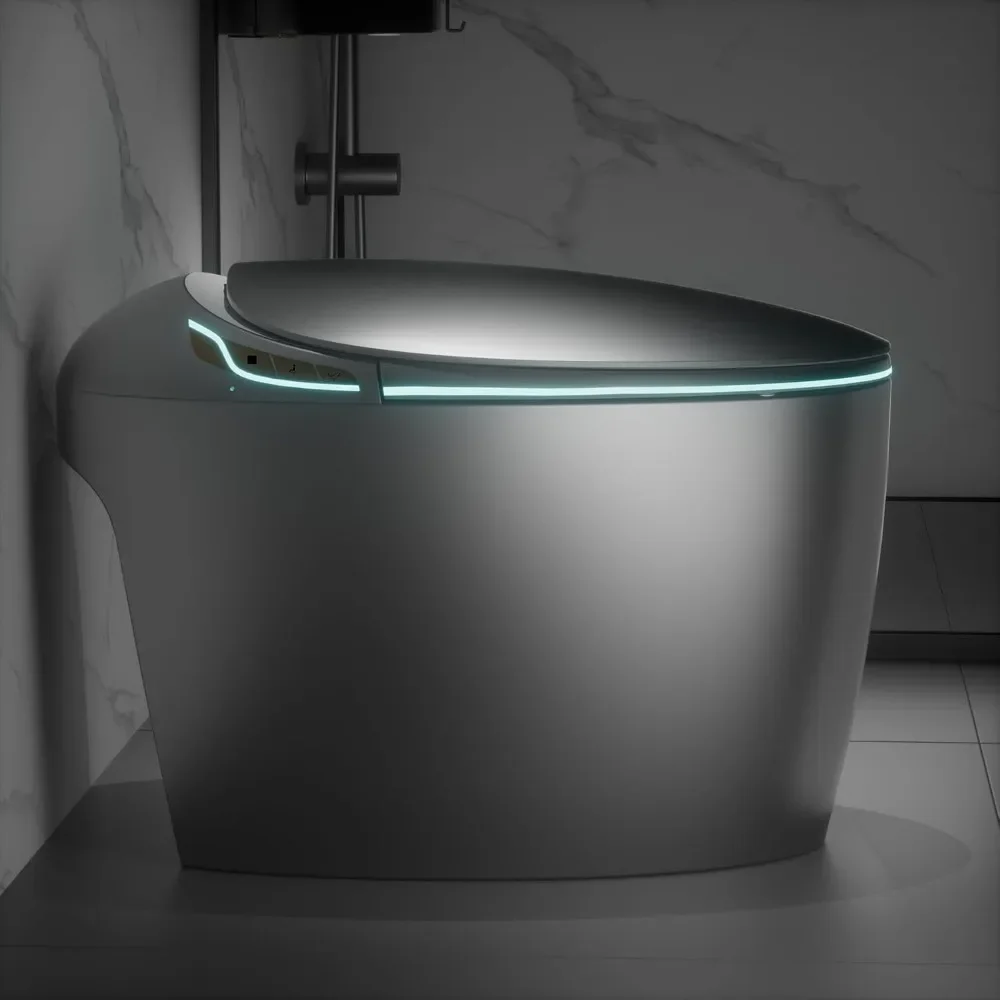 Luxury Smart Toilet with Bidet Seat, Elongated Egg Shaped Modern Design, Auto Open Auto Flush, Adjusted Heated Seat