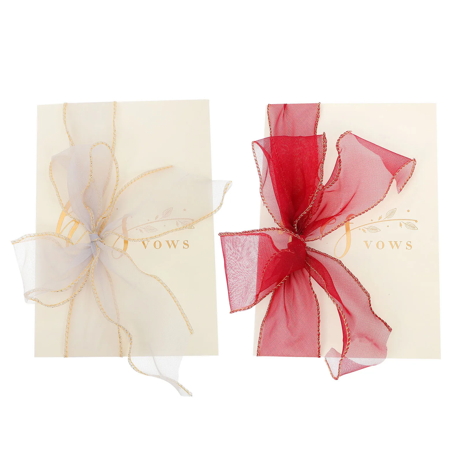 

2Pcs Vow Cards Elegant Wedding Oath Hand Cards Ribbon Bow Ceremony Declaration Photo Props Eco Friendly Uniform Color Textured