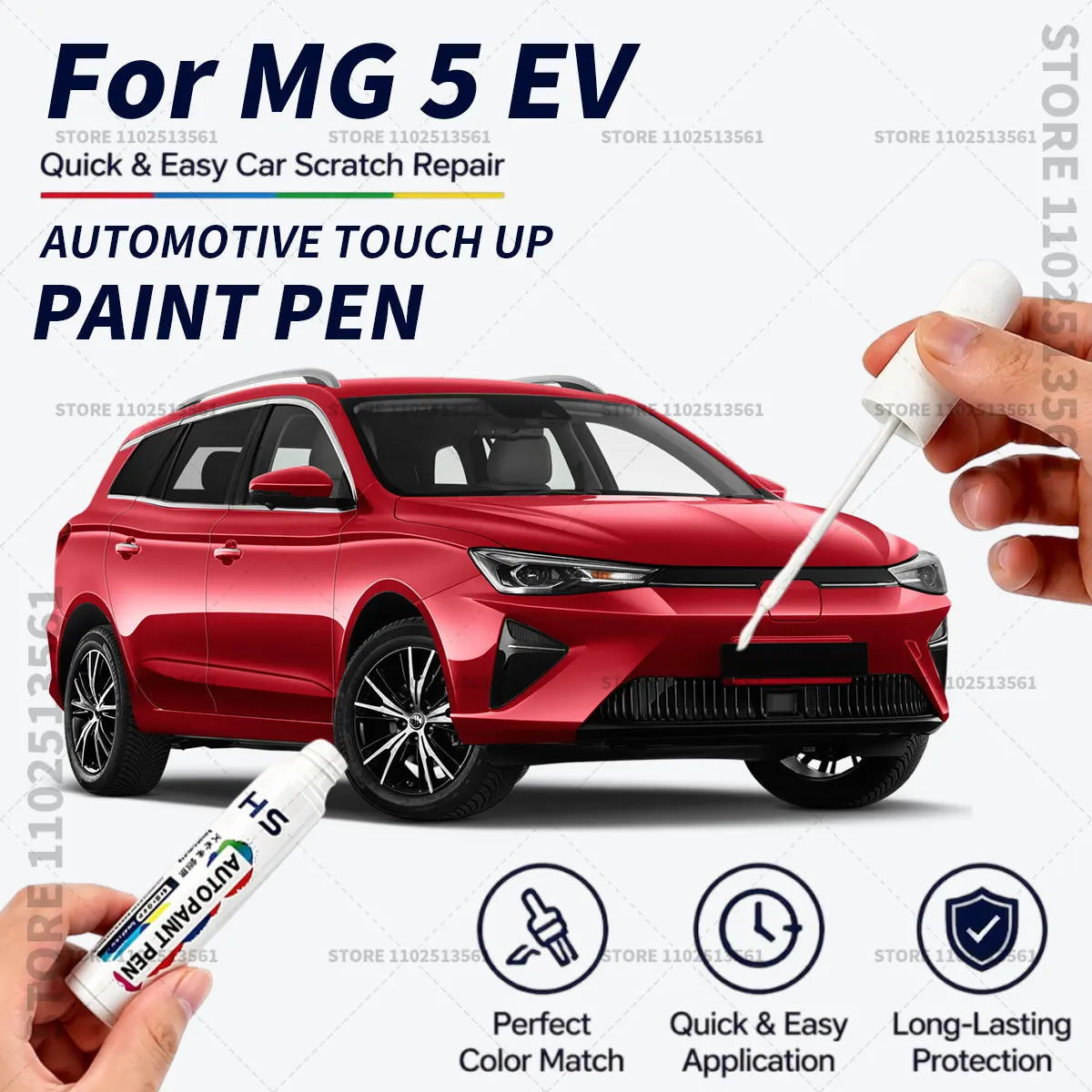 Quick Dry Car Touch Up Paint Pen Auto Scratch Repair Brush for Paint Chips Scratches and Scuffs For MG Motor MG 5 5 EV White