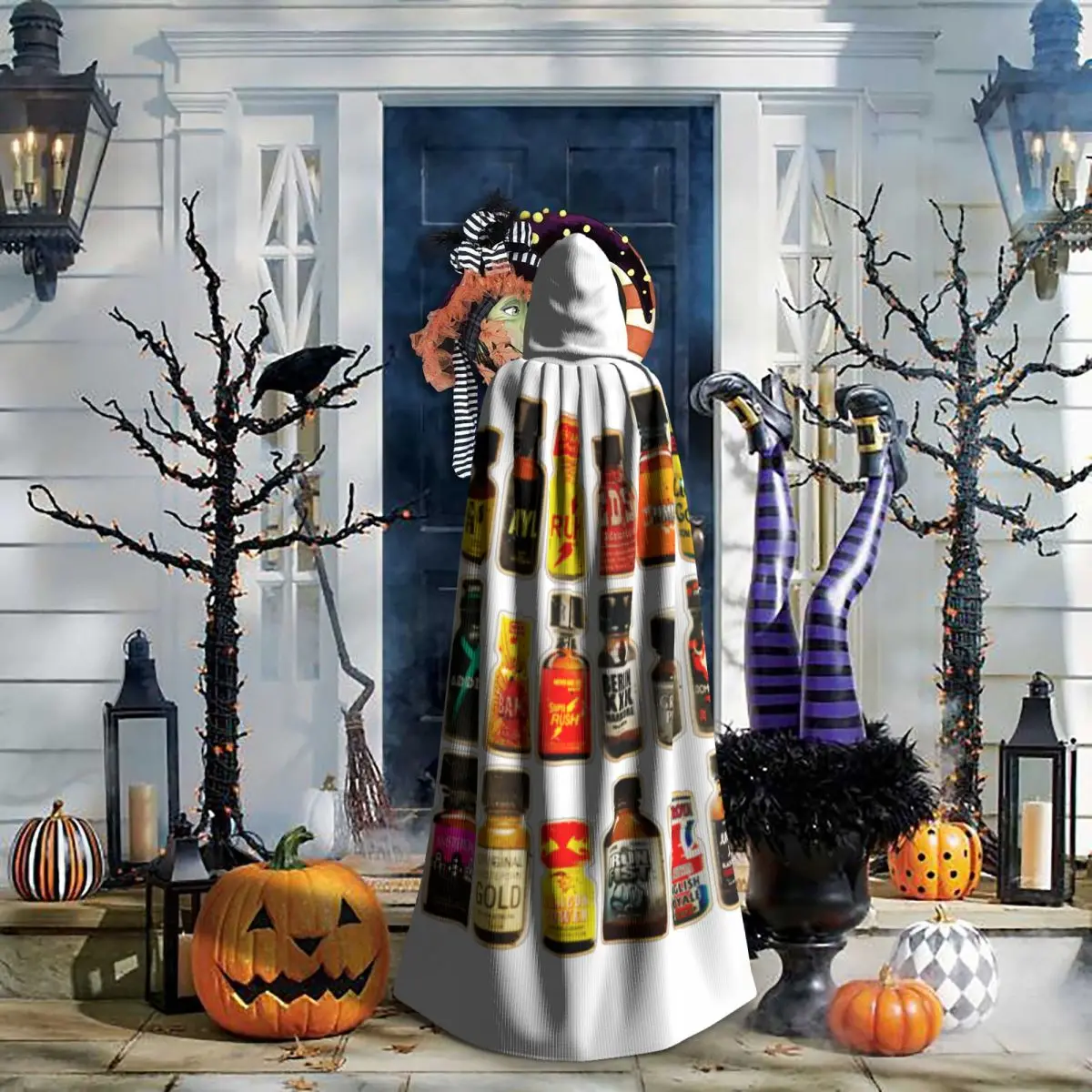 Poppers Bottles Gay Rush Jungle Juice Amyl Inhaler Long Hooded Cloak Witch Medieval Costume Cosplay Cape HalloweenParty view 6