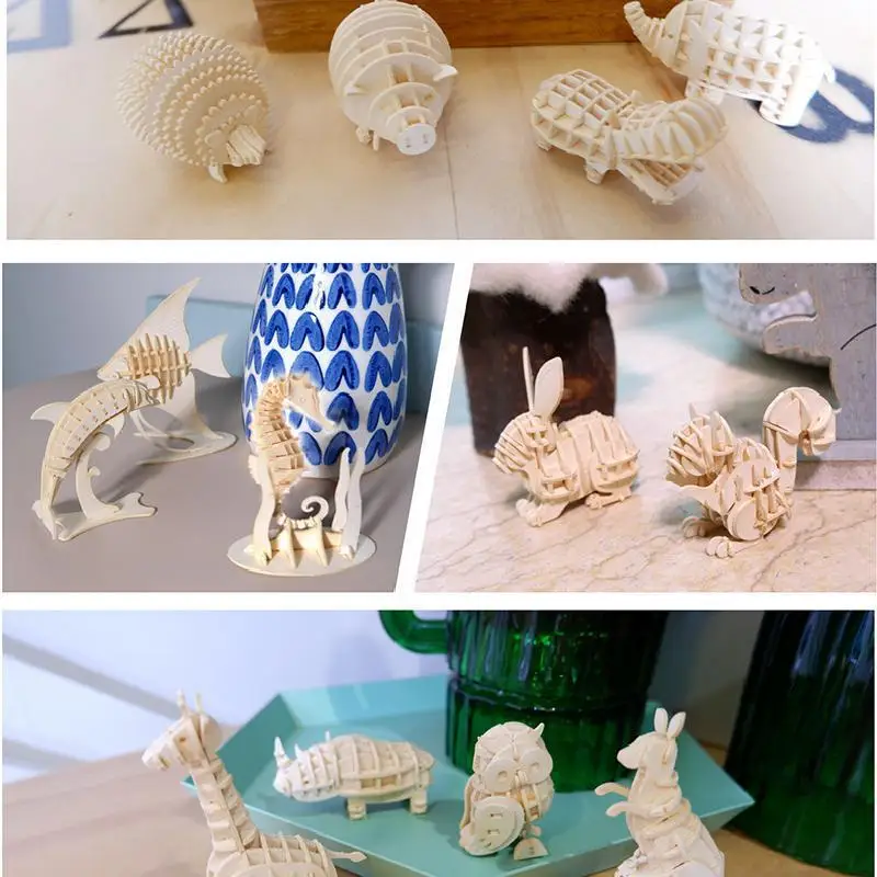 Laser Cutting 3d Paper Puzzle Toys Small Animals Marine Organism Assembly Model Kits Desk Decoration for Kids