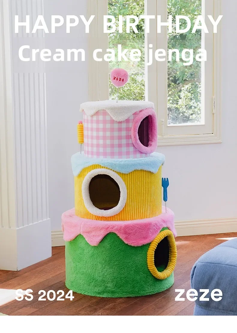 Pet Birthday Cake Cat Climbing Frame Cat Nest  Integrated Tongtian Post  Scratch Board Climbing Frame Sisal