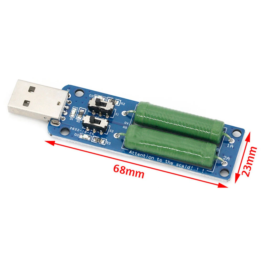 1pc USB Port Load Resistor Digital Current Voltage Meter Tester 3A/2A/1A With Switch USB Testing Device Electronic Load Tool