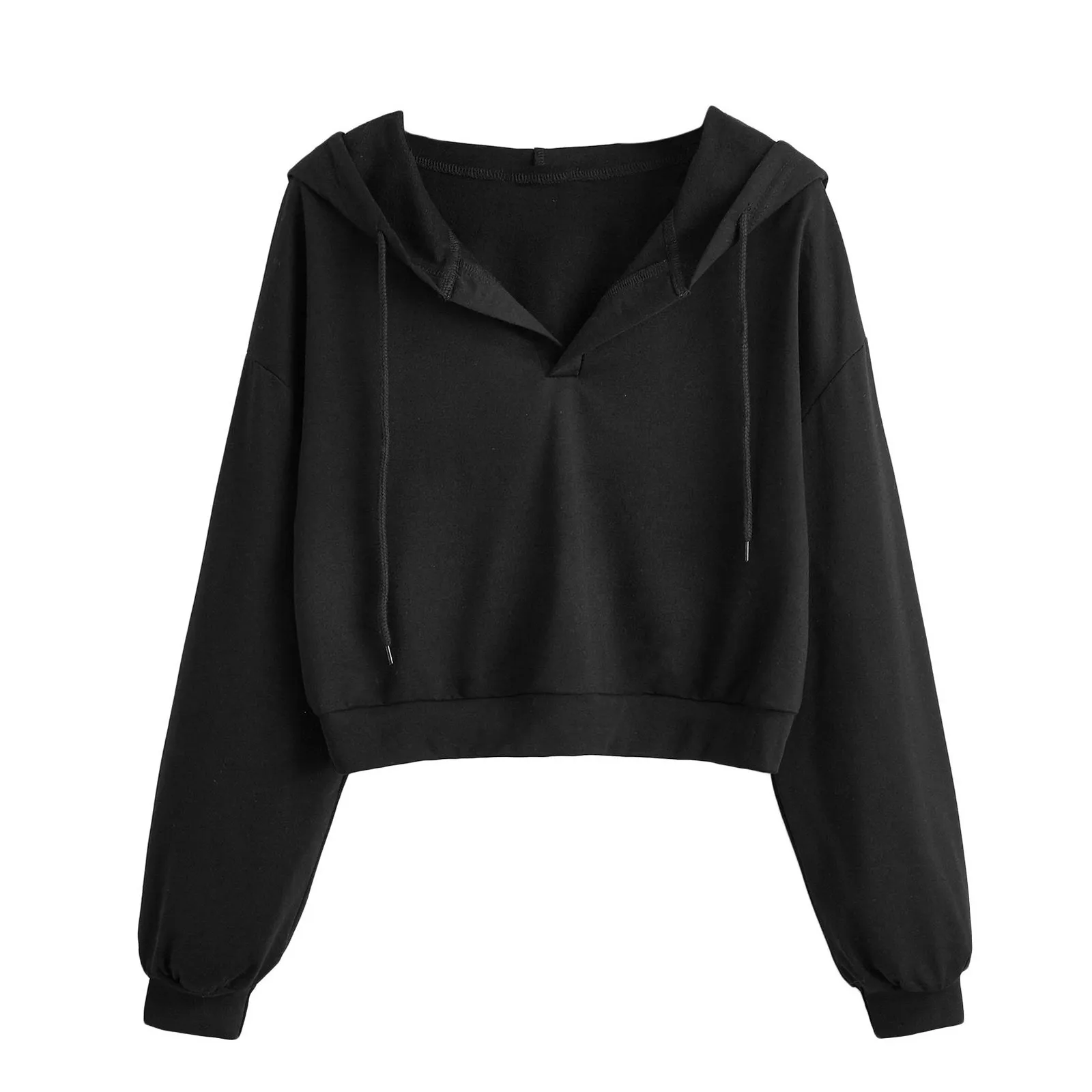 Casual Blue Crop Top Jacket Women Casual Solid Long Sleeve Zipper Pocket Shirt Hooded Sweatshirt Tops Hoodies Female Korean