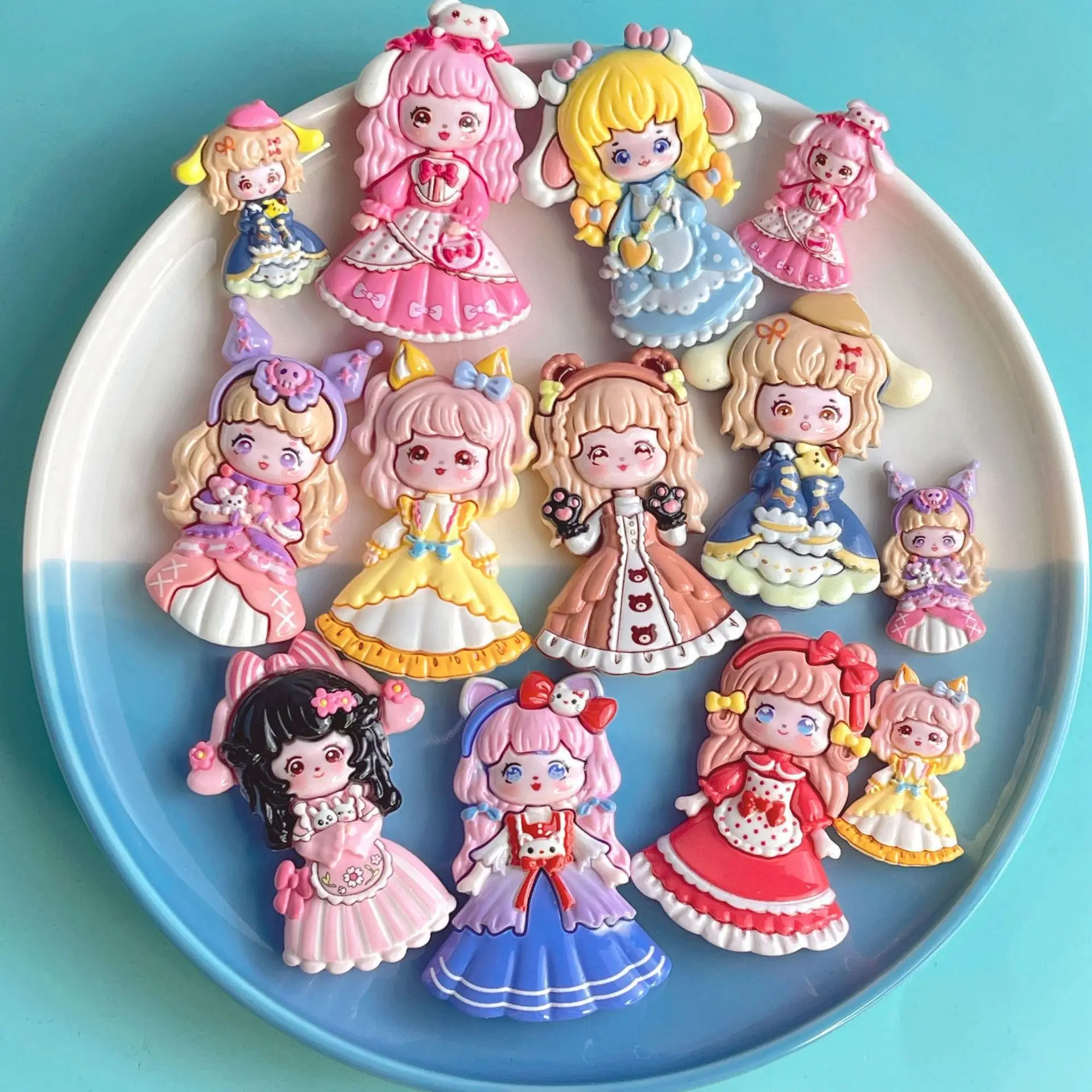 2pcs Large cartoon princess girl cartoon resin flatback diy jewelry accessories crafts materials