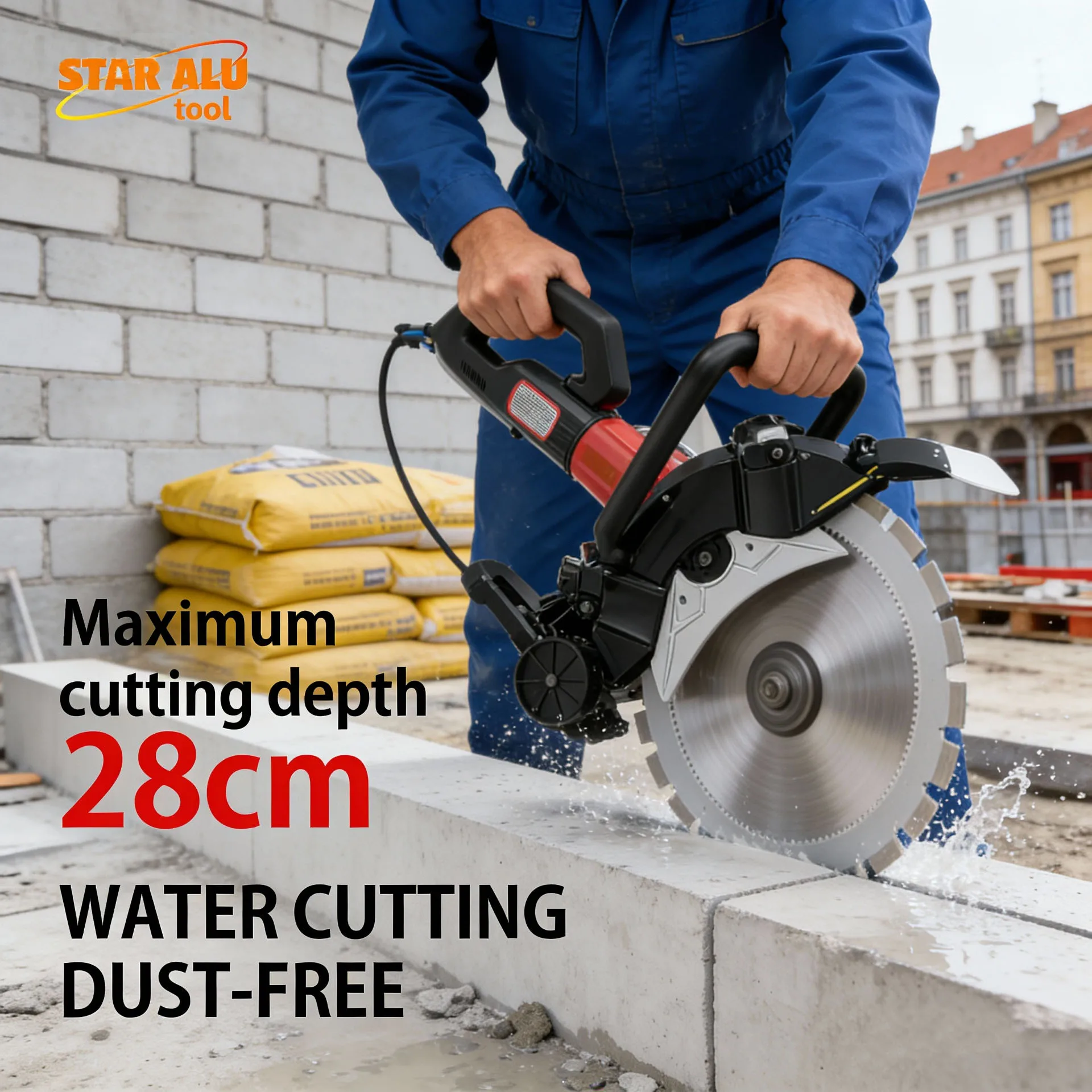 

Профессиональная кольцевая пила для бетона, 220 В, резак для бетонных стен с усиленной глубиной 28 см, мощный электрический инструмент для сноса.