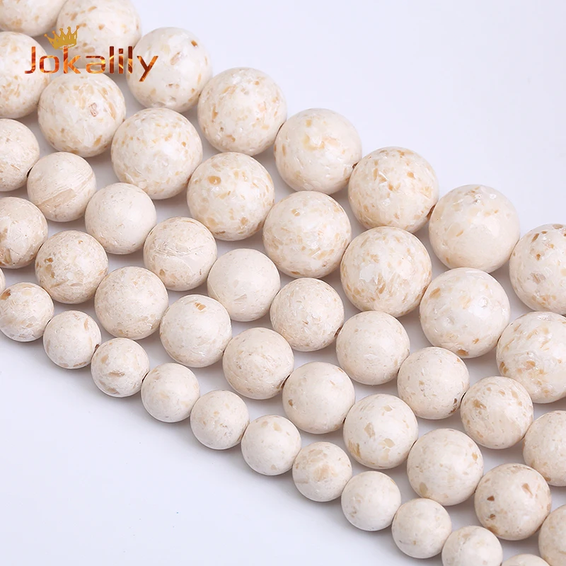 Natural Stone White Coral Beads Round Loose Spacer Beads For Jewelry Making Diy Bracelets Necklaces 6 8 10 12mm 15