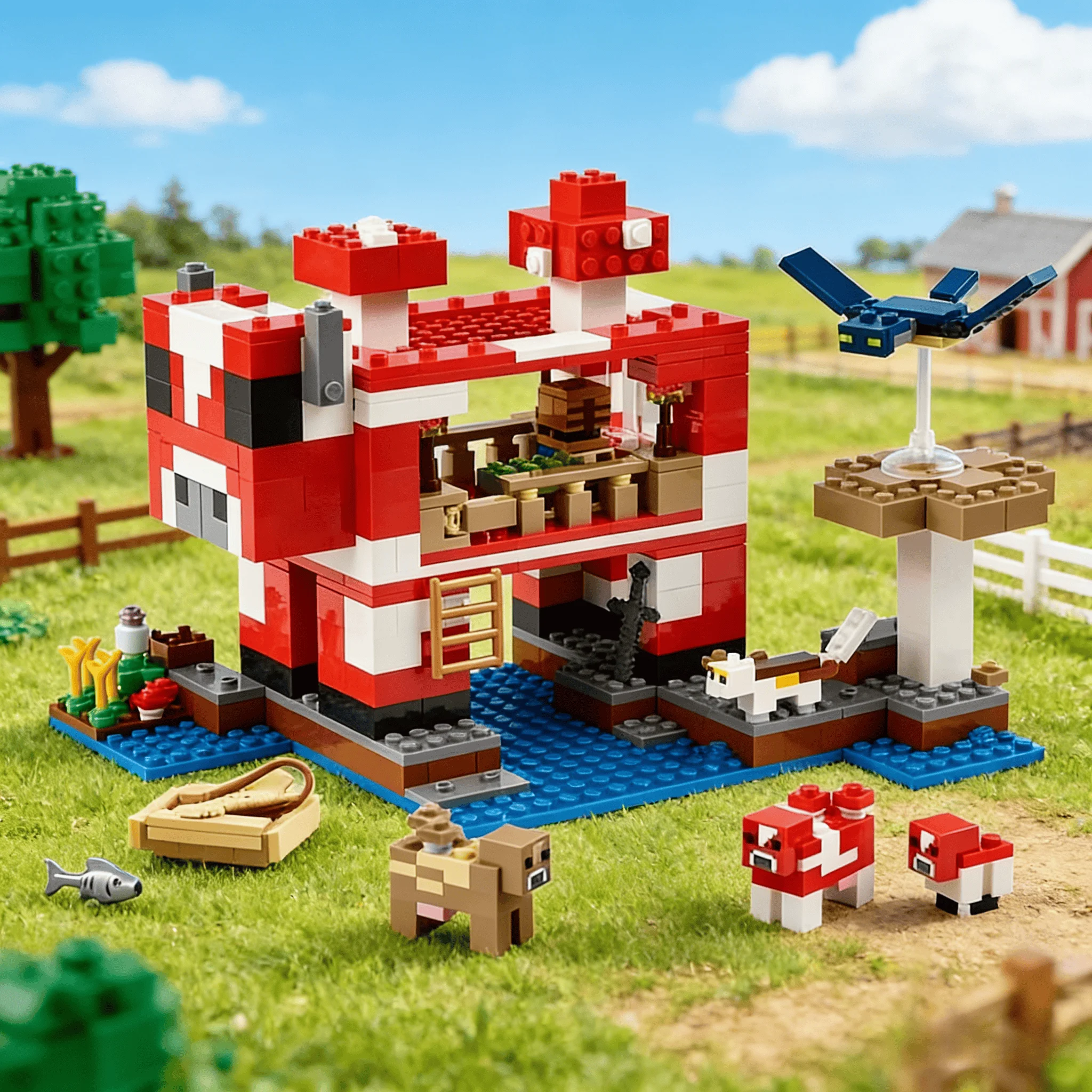 500 pièces de blocs de construction de la série de mini-jeux DIY World, modèle de maison de champignons Moo, jouet cadeau pour enfants