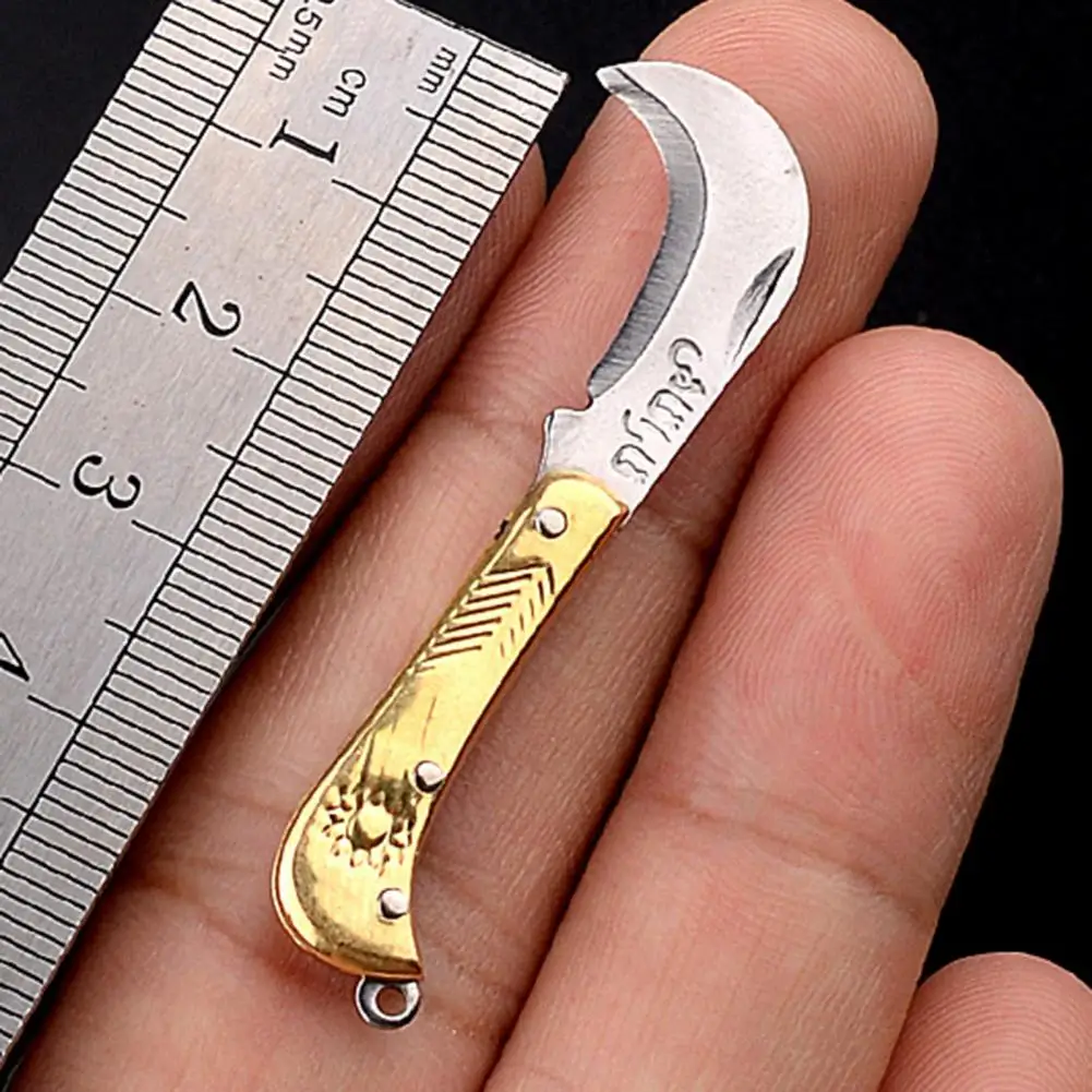 Mini Folding Knife Portable Unboxing Tool Multifunctional Keychain Pendant Emergency Survival Tool Box Opener Brass Fruit Knife