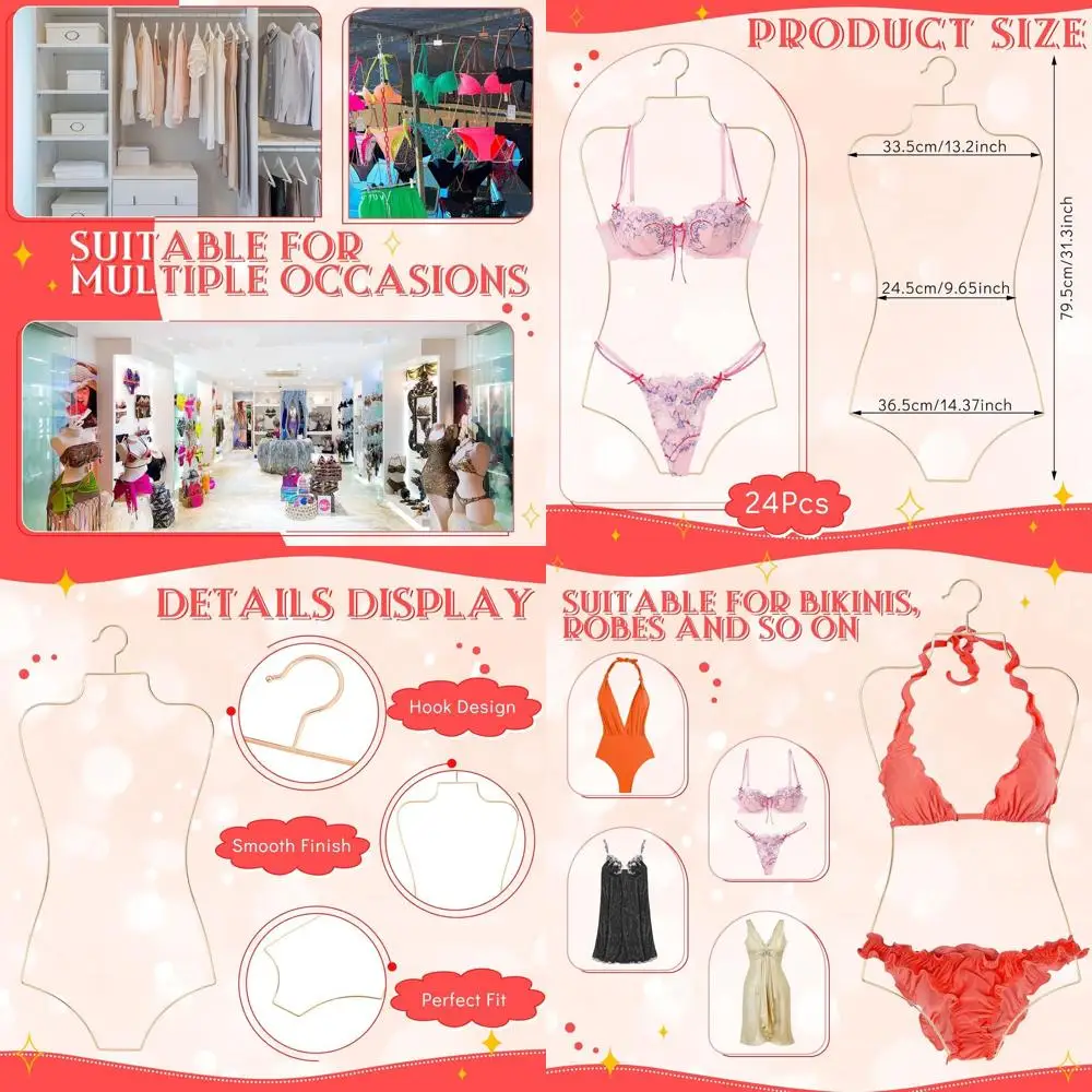 

Bikini Hangers for Display, Wire Lingerie Hangers, Swimsuit and Bathing Suit Hangers, Coat and Dress Organizers
