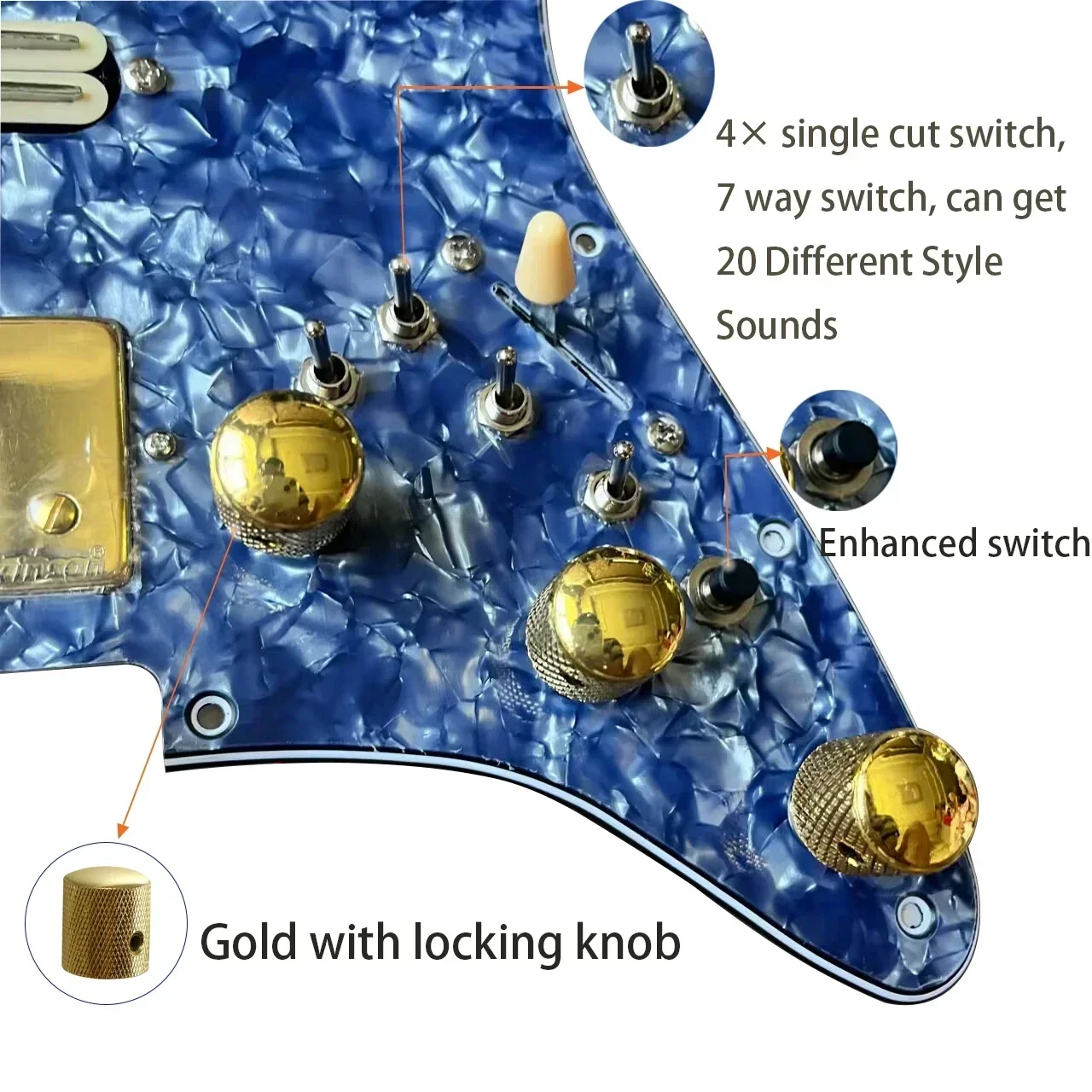 Prewired Loaded ST Pickguard Set HSH Alnico 5 Humbucker Pickup Coil Split 5-way Switch For ST Guitar Parts