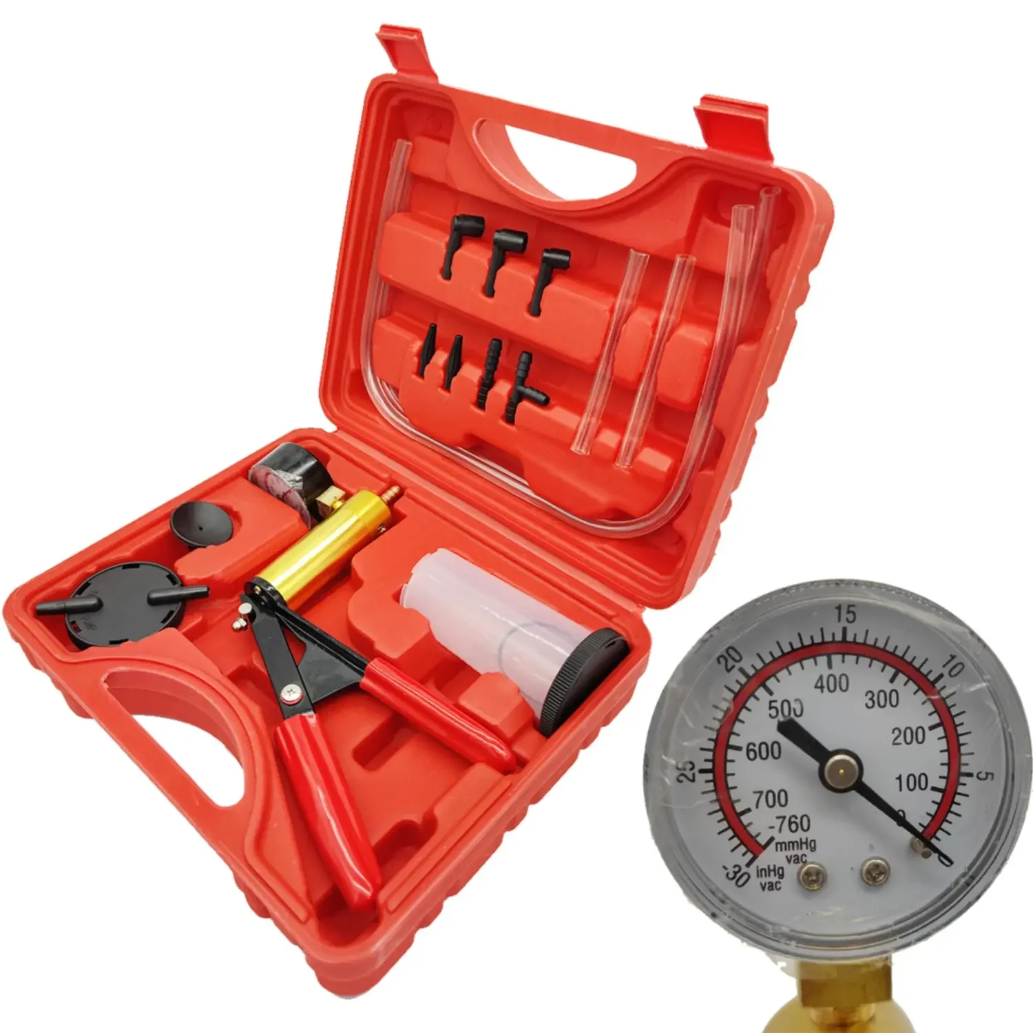 2-in-1 Hand Vacuum Pump & Brake Deflation Tool Kit, Brake & Clutch Hydraulic Power Steering Fluid Exhaust Test Equipment - view 5