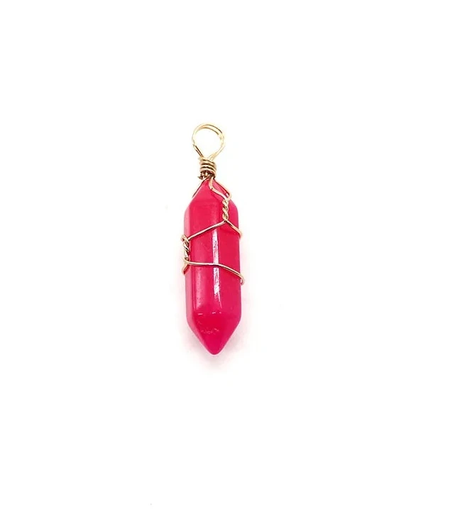 

Exquisite Natural Stone Crystal Turquoise Polished Double-pointed Prismatic Handmade Wire-wrapped Single-hole Pendant Jewelry