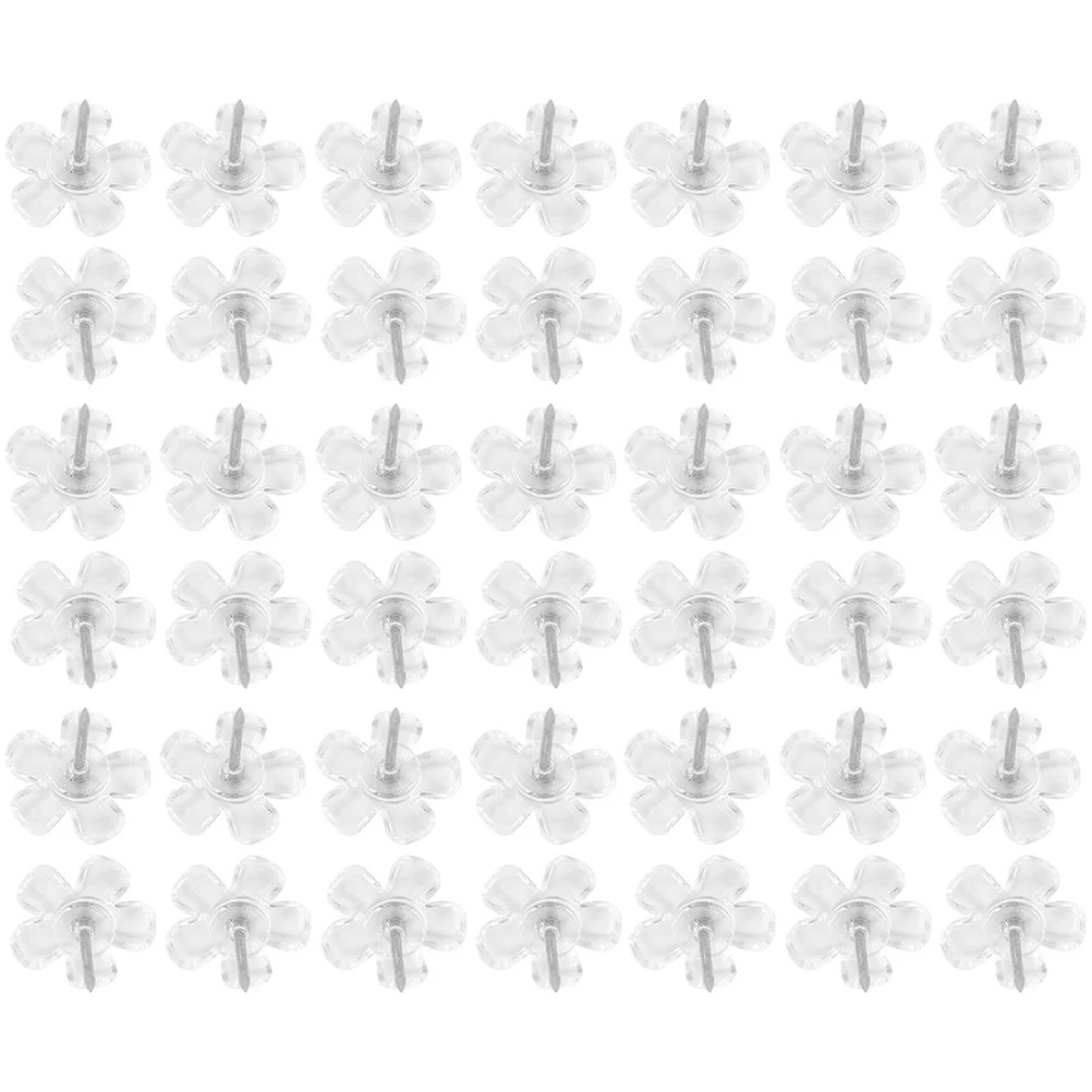 

100pcs Transparent Push Pins Cute Thumbtacks for Cork Board Office Desk Decorative Clear Flowers Map Supplies