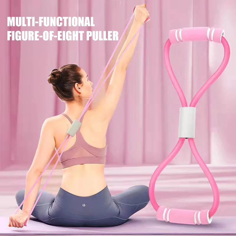 Figure 8 Puller Thick Stretching Yoga To Improve The Humpback 8 Figure Tension Rope Elastic Belt Home Fitness Belt