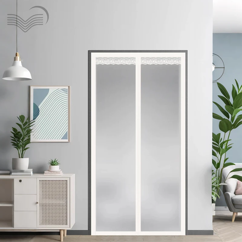 Frosted Self-adhesive Hook & Loop Magnetic Door Curtain Air Conditioner Cold Air Isolation Plastic Partition Curtain Windproof