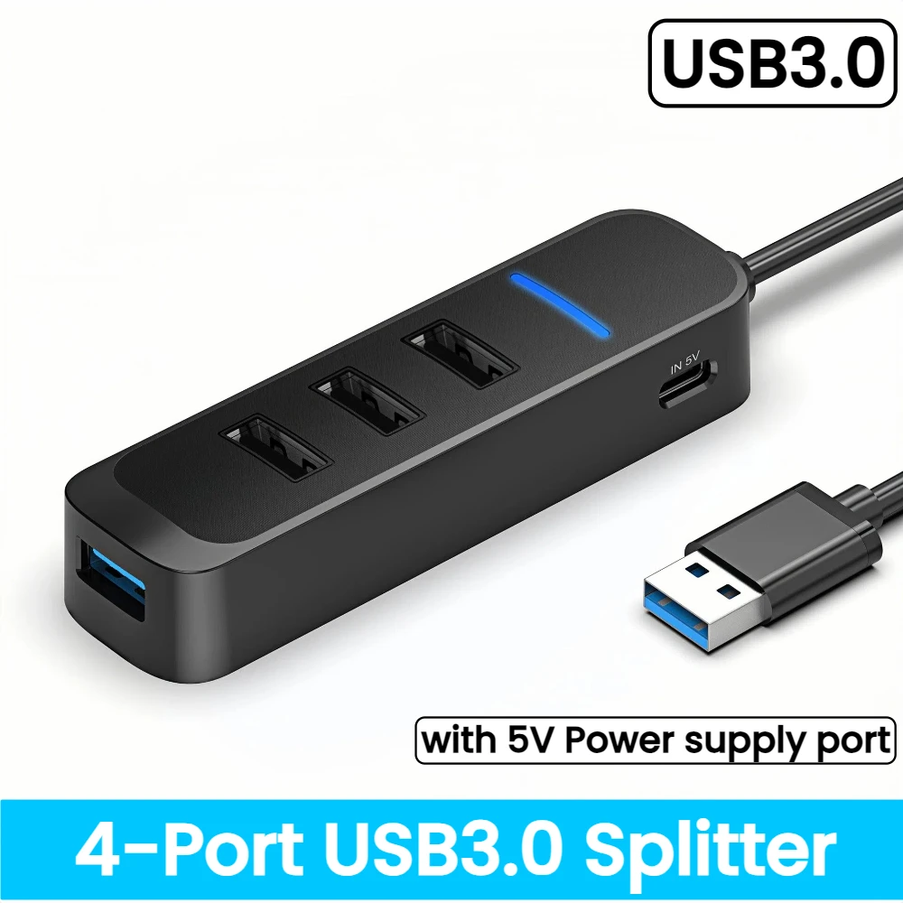 

USB Hub 3.0 Hub USB 2.0 Multi USB Splitter Power Adapter 4Port Multiple Expander 2.0 with Switch for PC Computer Accessories