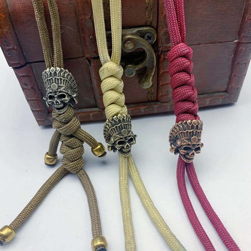 Paracord Beads For Jewelry Making Supplies Brass African Tribal Chief Pharaoh Skull Spacer Bead DIY Bracelets Gifts Accessories