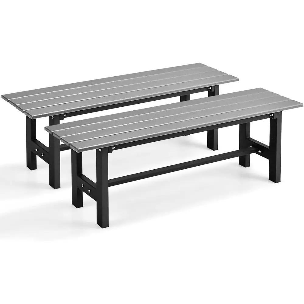 

Outdoor Patio Garden Bench, 47 Weatherproof Slatted Seat, Metal Frame, 660 lbs Capacity, Suitable for Dining, Yard, Park, Balcon