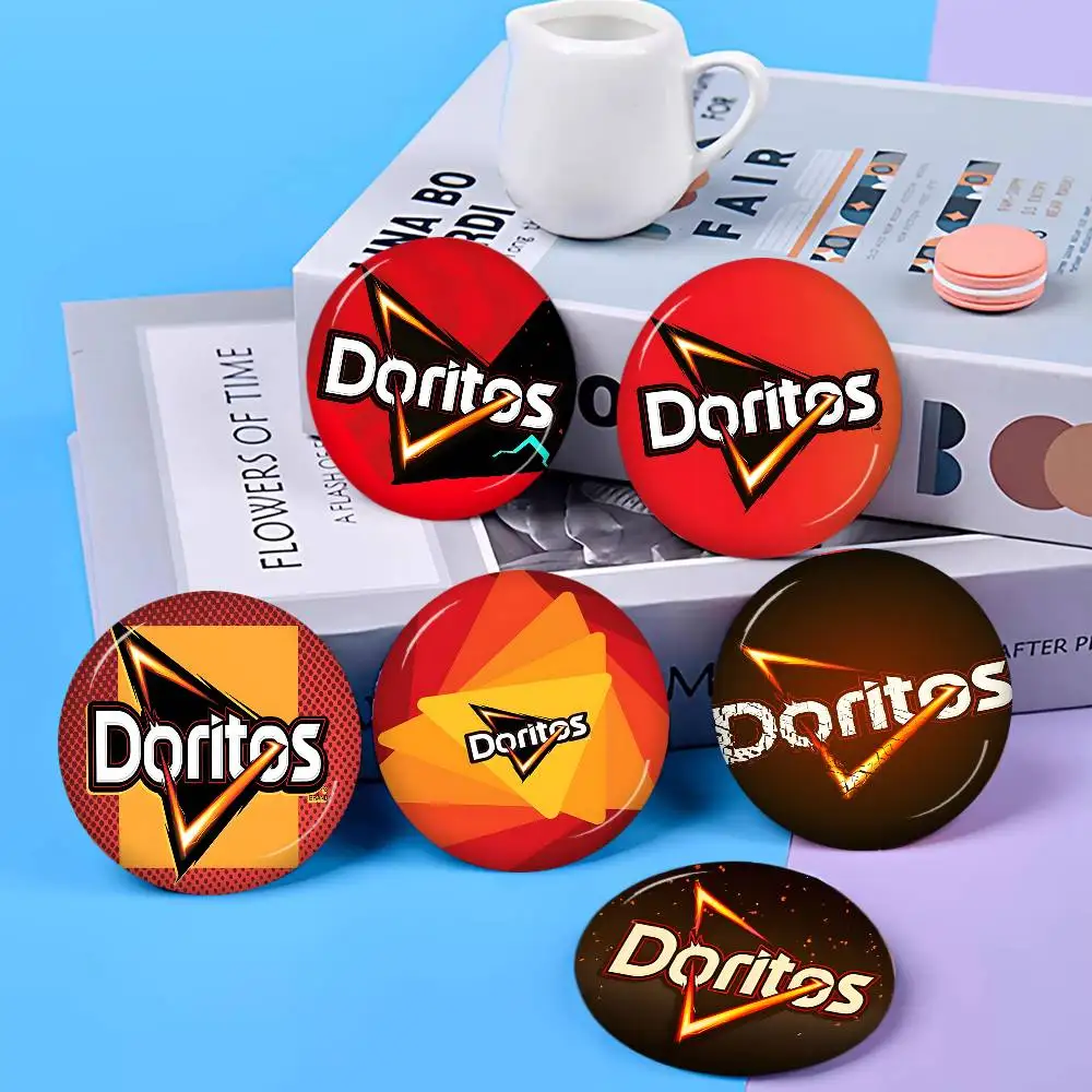 D-Doritos LOGO Tinplate Pin Button Custom Anime Role Old-school Brooch Cartoon Collar Badge Jewelry Gift Fans