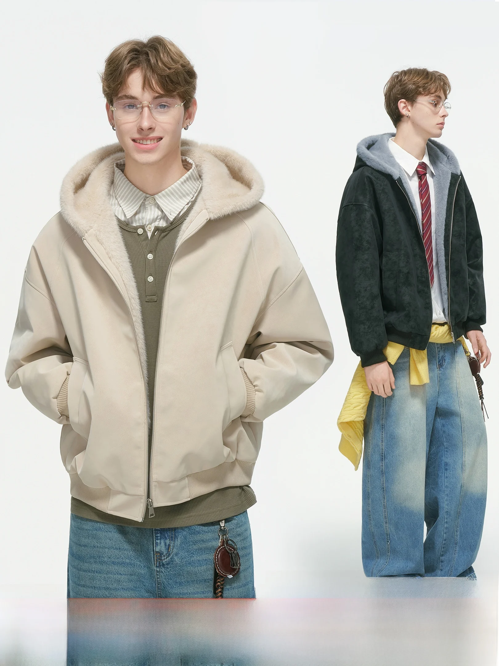 

Мужское джато Dr Made Thiened из искусственного кроличьего меха, хлопковое пальто в американском стиле, зимнее теплое длинное пальто с капюшоном, застежка-молния