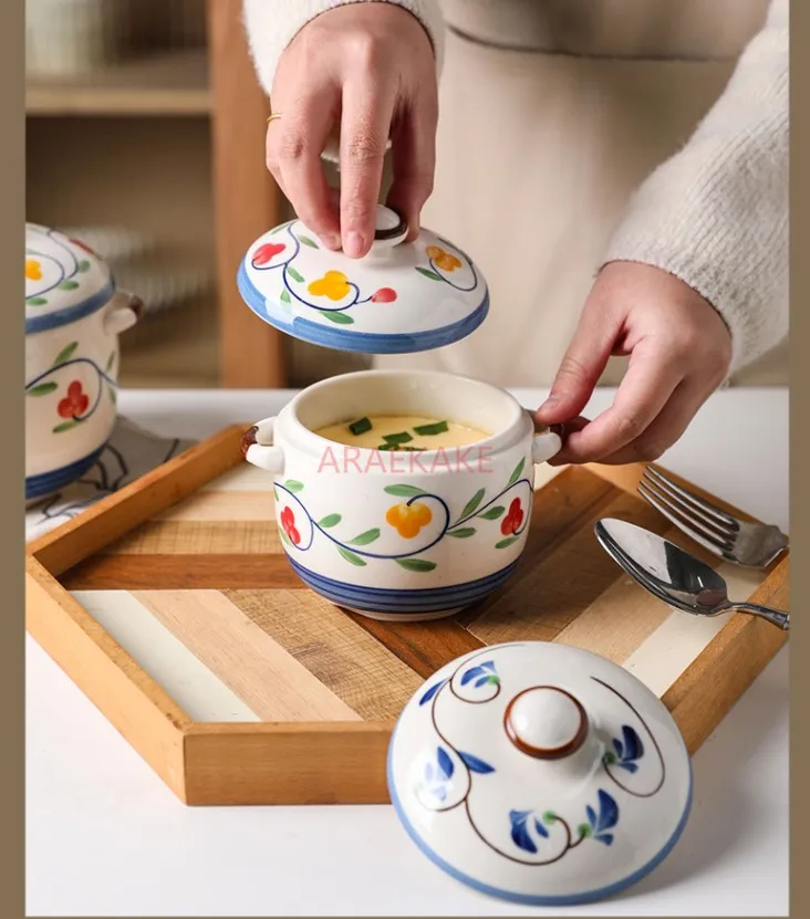 

Steamed Egg BowlSteamed Egg SoupFanhua Ceramic Water Separation Stew Cup with Lid Special Bowl for One Person Soup Cup Small