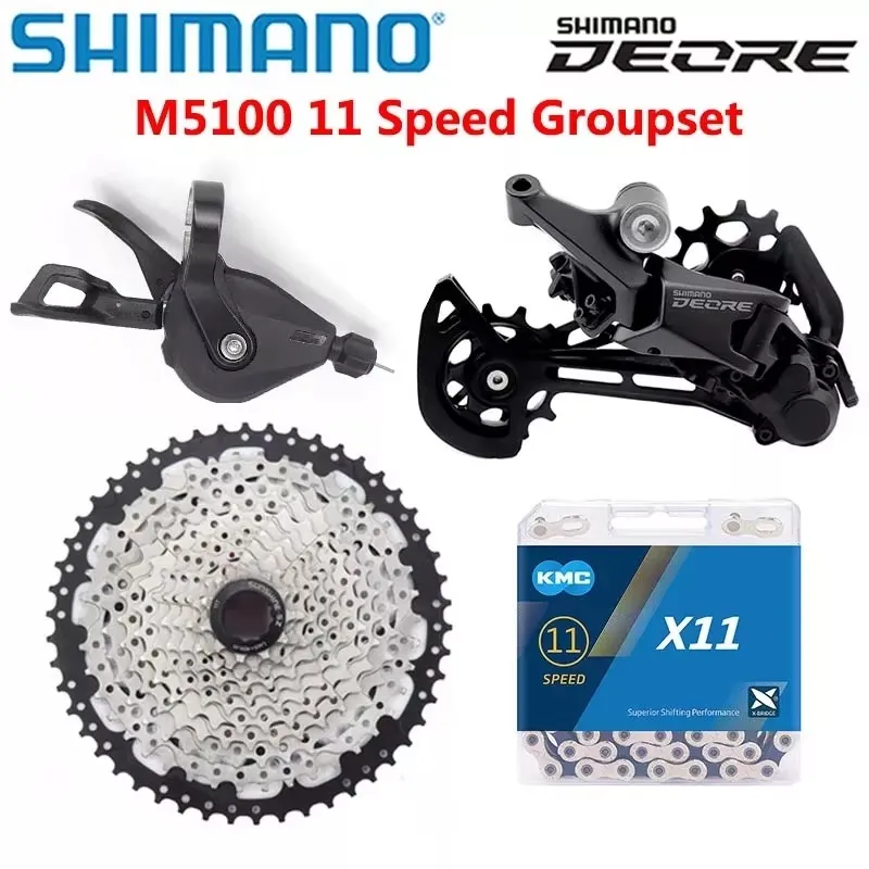 Shimano Deore M5100 11 Speed Groupset 1x11 speed right shift lever Rear Derailleur HG601 KMC Chain SunShine Cassette 46T 50T 52T