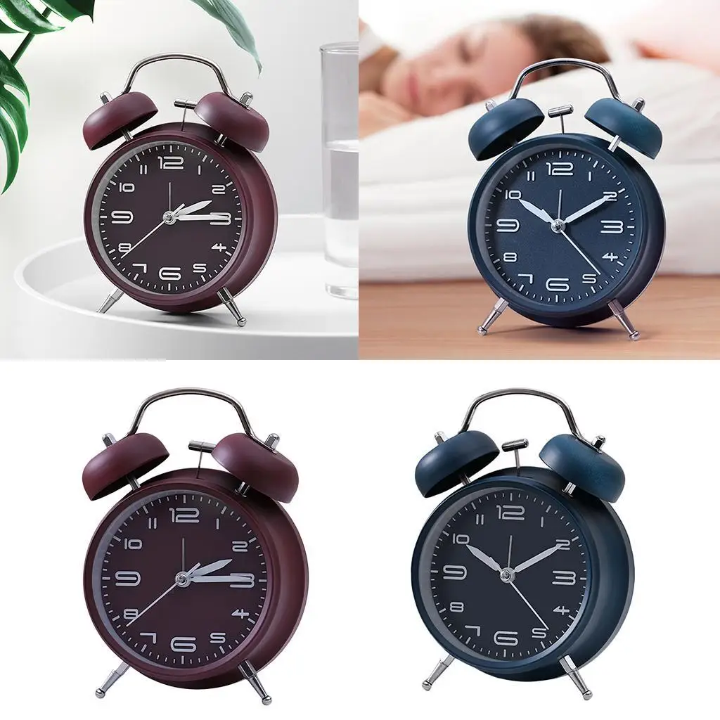 Classic Metal Alarm Clock Analog Two Bells Silent Movement Bright Dial for Kids Night Use
