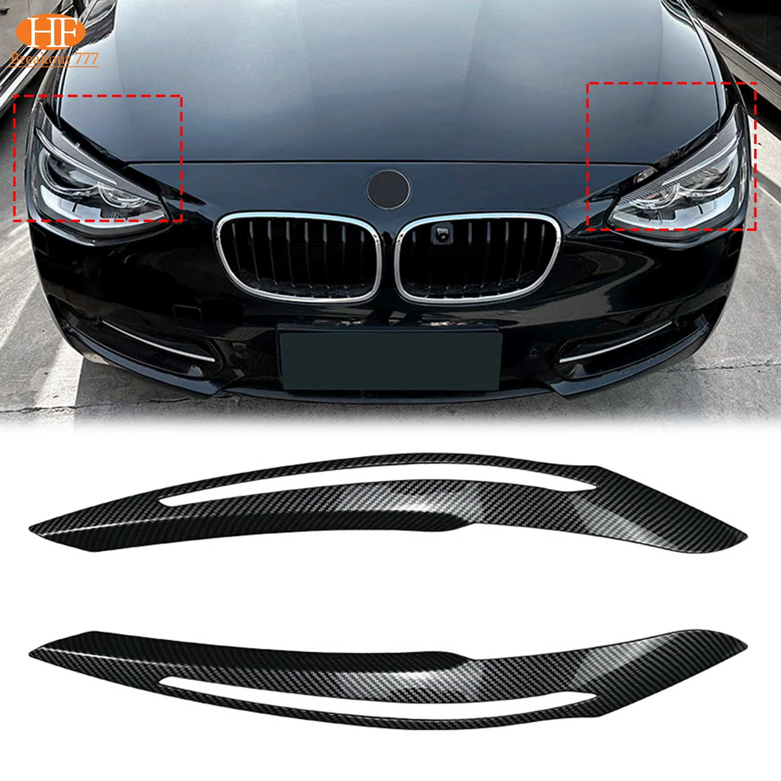 

2Pcs Car Headlight Lamp Eyebrows Cover Trim Stickers ABS For BMW 1 Series F20 F21 Advance Version 2011-2014