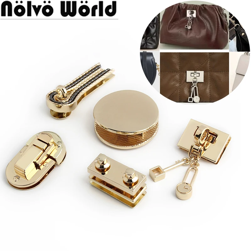 4/10/30Sets Gold/Light Gold Oval Metal Flip Locks For Handbag Bags Closure Clasp Lock Press Turn Lock Decorative Accessories