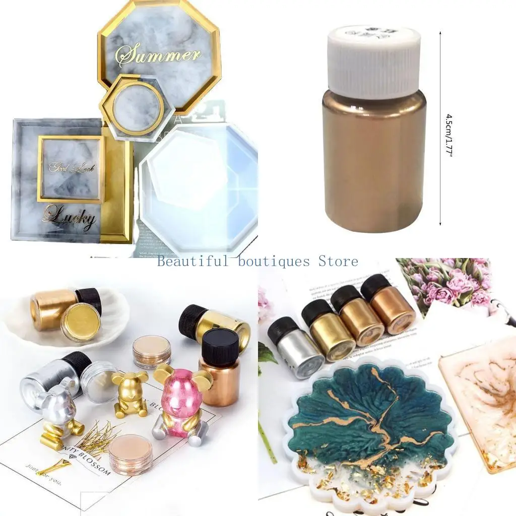 U4LF DIY Crafts Jewelry UV Resin Glitter Colorant Metal Shimmer Metallic Pigment Pearlescent Powder Epoxy Dye Pearl Powder