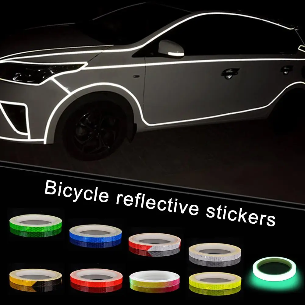 8m/Roll Bike Wheel Reflective Stickers DIY Cycling Strip Adhesive Tape For MTB Bicycle Night Warning Safety Decor Stickers P8X9