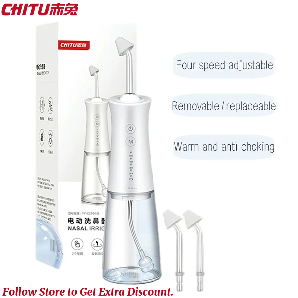 Irrigador Nasal Elétrico Recarregável para Limpeza e Lavagem Nasal de Crianças e Adultos