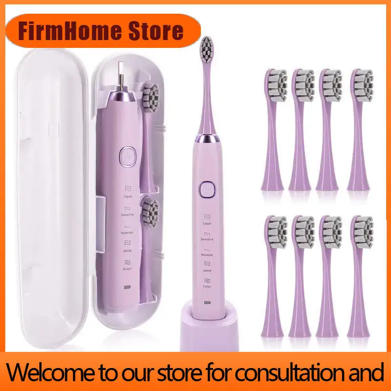 FirmHome StoreCross-Border Wholesale 5-Speed Sonic Electric Toothbrush For Adults 8 Soft Heads Portable Box Induction Charging E