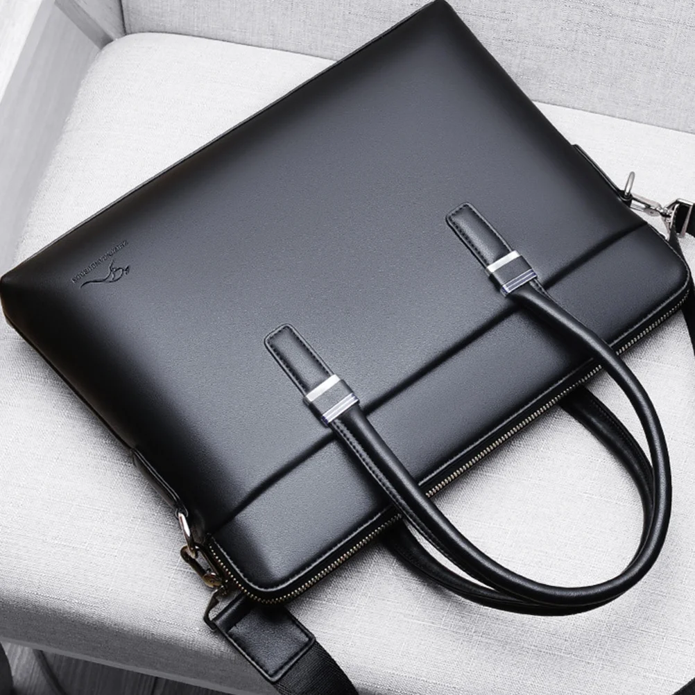 

1Pcs Black Cow Briefcase Lightweight Waterproof Laptop Bag Business Casual Messenger Bag for Men Cow Briefcase
