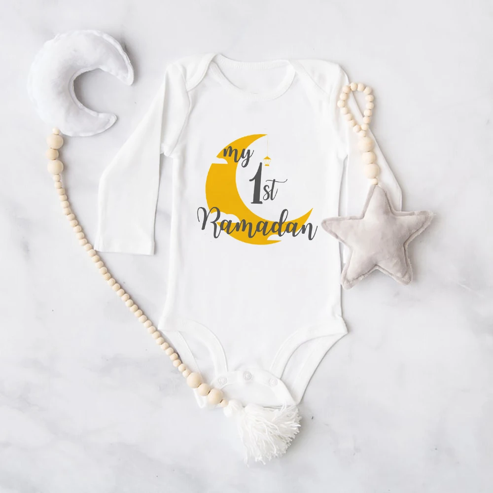 My First Ramadan Newborn Bodysuit My First Eid Baby Outfits Eid Toddler Clothes Ramadan Infant Romper Babys First Ramadan Gifts