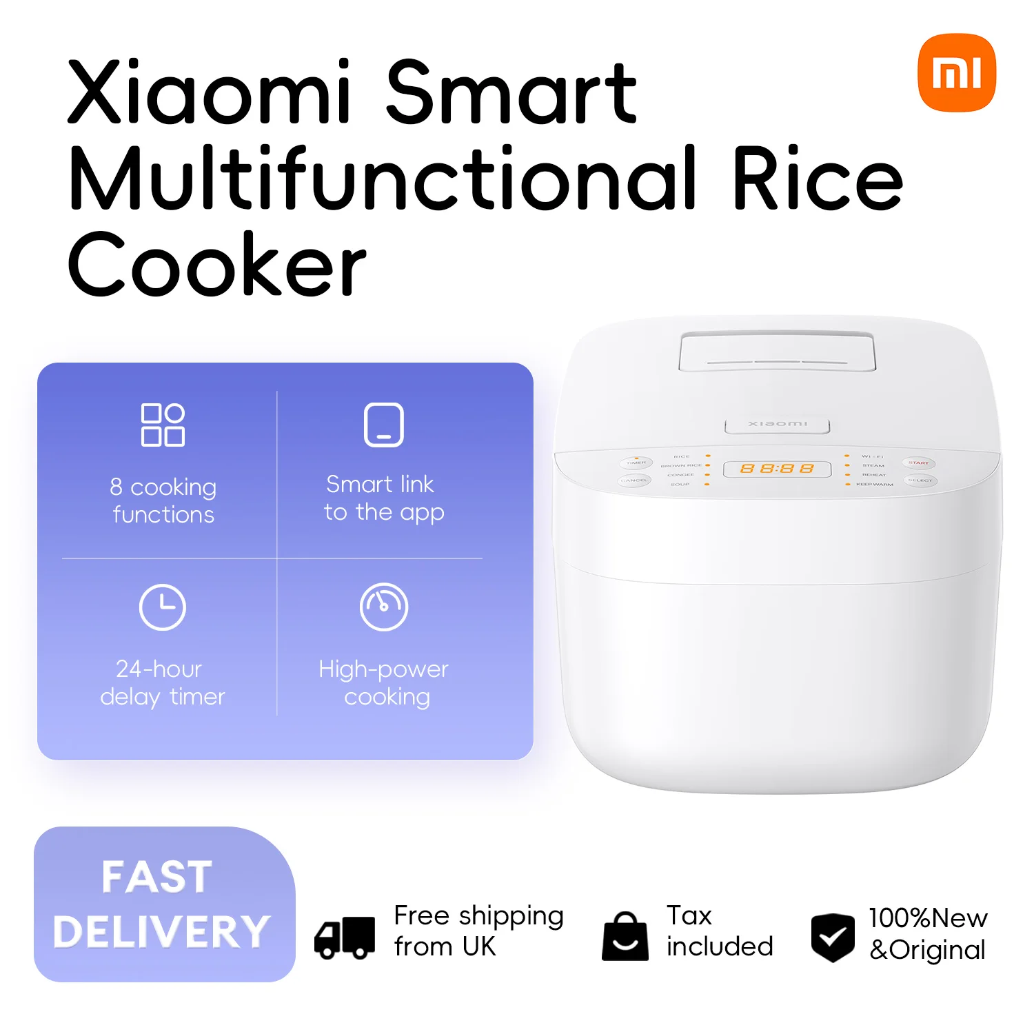 Xiaomi Smart Multifunctional Rice Cooker 3L Non-stick Interior 24-hour Delay Timer and 12-hour Keep Warm Feature App Control