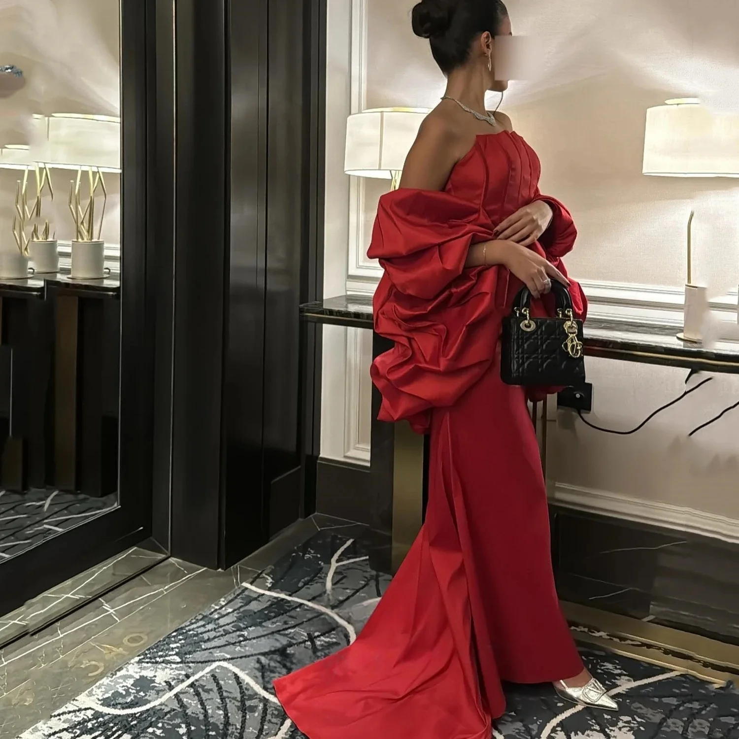 

Red Strapless Women Long Bespoke Occasion Gown Evening Dresses Prom Pastrol Unisex Jersey Retro Dubai Saudi Arabic Customized