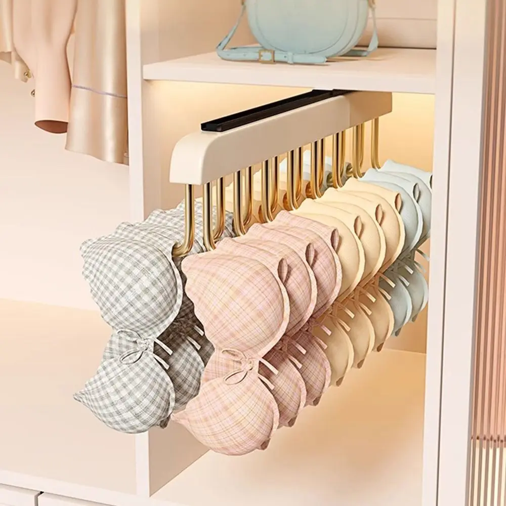 

Wood Retractable Clothes Drying Rack Wall Mounted Pull Out Underwear Storage Hanger Large Capacity Space Saving