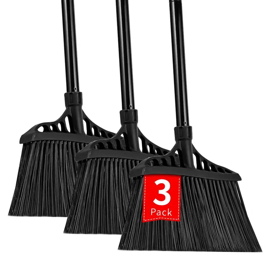 

Heavy Duty Broom, Commercial Broom with 55 Long Handle Outdoor Indoor, Industrial Brooms for Sweeping Garage Concrete Courtyard