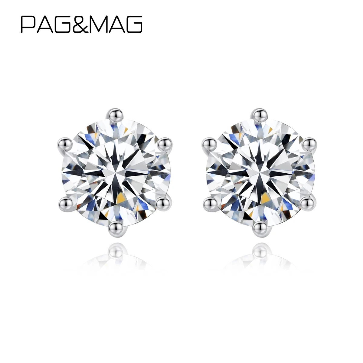 PAG&MAG VVS1 Round Cut Total 0.5 ct Diamond Test Passed Moissanite 925 Sterling Silver Earring Fine Jewelry Girlfriend Gift