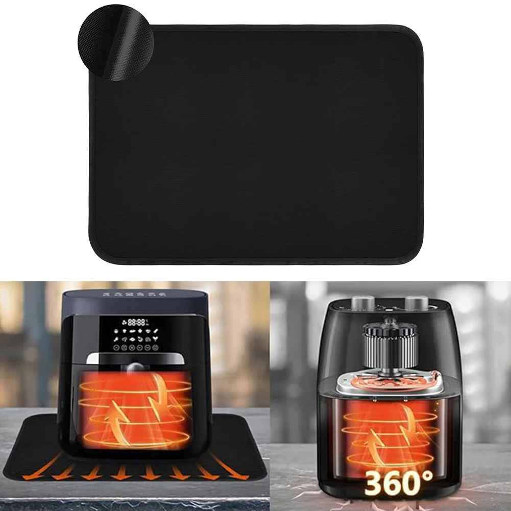 

Heat Resistant Air Fryer Mat Fireproof Silicone Mats For Kitchen Countertop Protector Non-Slip 40X60Cm Black Home Appliances Kit