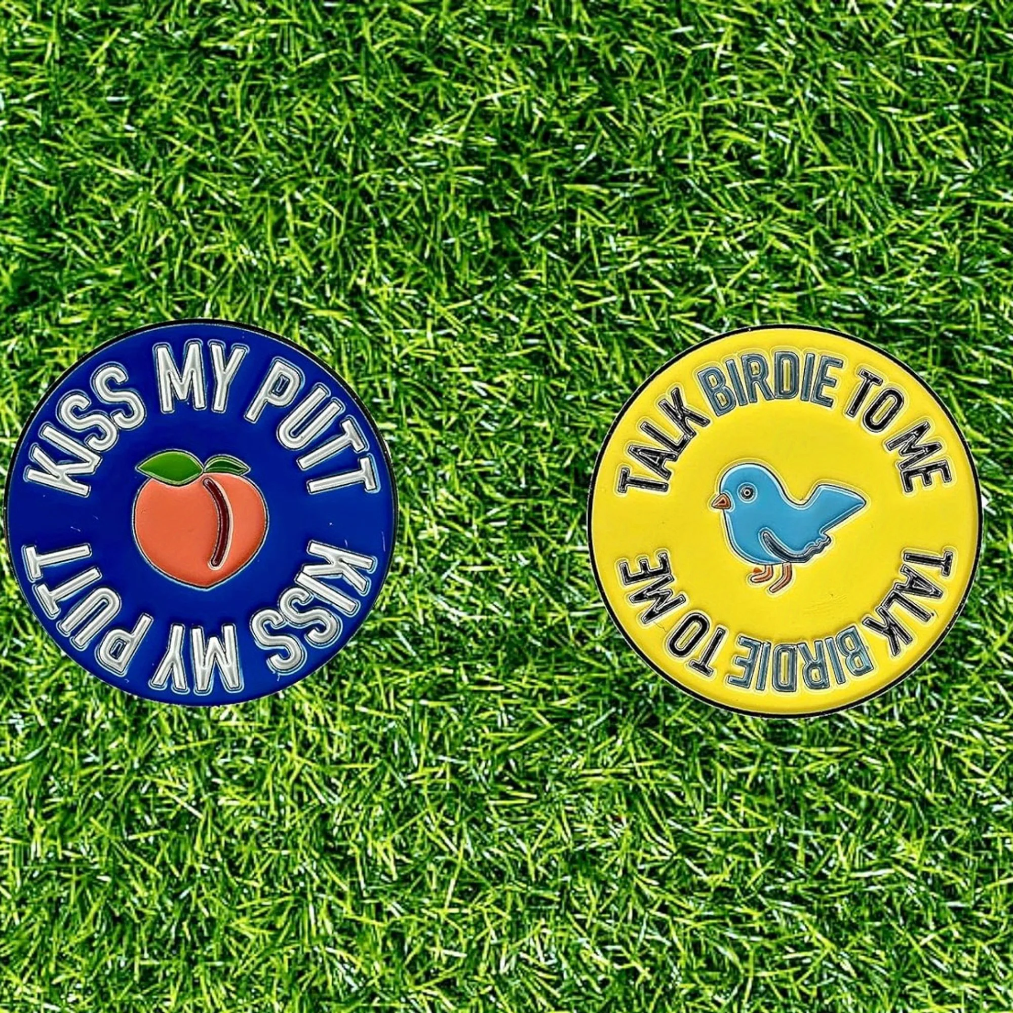 2 counts golf markers Talk Birdie to Me  Funny Emoji Golf Ball Marker with Hat Clip  Mens and Womens Golf Novelty Gift Set Inclu view 4